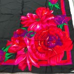 Liz Claiborne Black, Red, Pink, Purple , Green Floral 100% Silk Large Scarf 36” Photo 1