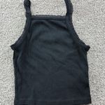 American Eagle Black Ribbed Lace Trim Cropped Tank Top Womens XS Cami Casual Photo 0