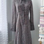 Ganni  Floral Midi Shirt Dress Long Sleeves Button Front Side Slits Size 36 Small Photo 2