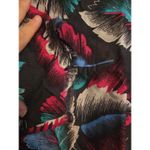 Cherry Hill Black Floral Leaf Print Blouse, Women's Medium Top, Fringe Top Photo 5