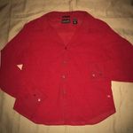 New York & Co. Women’s Chic Button Down Red Semi-Sheer Dress Blouse Photo 0