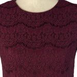 Lulus  X-Small Lace Shift Mini Dress Take Me to Brunch Rounded Neck Burgundy Photo 1