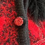 BEREK Vintage Button Down Faux Fur Trim Red Beaded Sweater Size S Photo 9