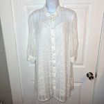 Modcloth  White Sheer Joy Floral Lace Embroidered Mini Shirt Dress M Photo 4