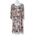 Floral Dress Long‎ Sleeve Scoop Neck Elaborate Pattern Print Sheath Leafy Women Pink Size XXS Photo 13