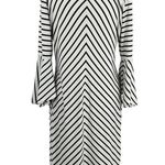 Chico's Chico’s Women's White Black Stripe Bell Sleeve Midi Dress Size 1 M/8 Photo 3