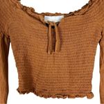 North End Crop Top Womens S Burnt Orange Long Sleeve Smocked Off Shoulder Earthy Photo 1