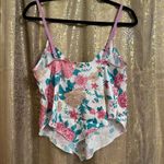 Free People Pink Purple Green Floral Silky V Hem Camisole XS NWOT Photo 1