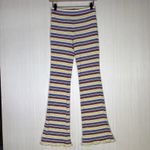 ZARA  Pants Womens Sz S Knit Striped Colorful Pull On Yellow Red Blue Ribbed Photo 3