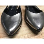 Anne Klein Iflex Women's 7 Silver Leather Slingback Pointed Toe Pumps Flat Photo 9