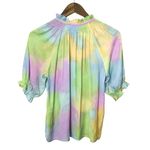 Anthropologie Current Air Noah Split Neck Top Women's XS Multicolor Ruffled Pastel Kidcore Photo 6
