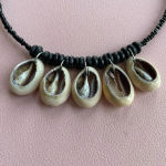 Vintage Cowrie Shell Necklace Marine Shells Mollusk Beach Ocean Sea Jewelry Black Photo 1