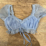 Tiger Mist Blue Tie Crop Top Photo 0