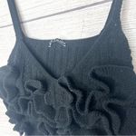 ZARA  Black Crochet Ruffled Rosette Sleeveless Sweater Knit Crop Top Size Large Photo 2