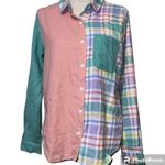 Just Polly New York size large plaid long sleeve casual button up pastel colors Pink Photo 6