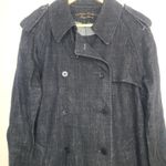 Ralph Lauren Lauren Jeans Co.  Black Denim Jean Trench Coat‎ Jacket Size L Photo 1