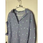 Vineyard Vines  Blue Blockprint Floral Linen Cotton Popover Shirt Women's Small Photo 2