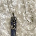 Wire wrapped Lapis lotus sword pendant, amulet, meditation Blue Photo 7