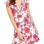 Free People  French Quarter Floral Wrap Mini Dress Women's XS White Pink Ruffles Photo 2