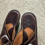 Born concept BORN Brown Leather Wedge Heel Sandals Women's Size 7 Adjustable Thong Style Photo 8