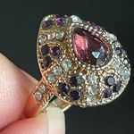 Water drop purple crystal CZ gold plated ring size 7.5 Photo 5