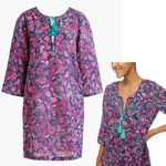 J.Crew NEW Printed Beach Tunic Pink Tassel Swim Coverup 3/4 Sleeve Tropical 2XL Photo 2