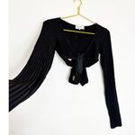 House Of CB Kitana Black Crop Top Size Small Ribbed Long Sleeve Cut Out Photo 11