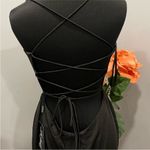 La Femme  Prom Dress 28294 Black Flutter Slit Gown 10 Photo 4
