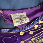 Laurence Kazar Silk Purple and Gold Embellished Sheath Dress Photo 3