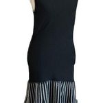 INC  Black Rib Knit  Tank Sweater Ruffle Striped  Midi Dress M Work Office Goth Photo 0