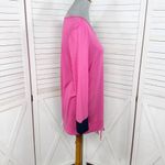 Talbots Chinch Hem Long Sleeve T Shirt Pink Navy Blue Medium Photo 2