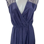 Petticoat Alley Blue Polka Striped Faux Wrap Sleeveless Mini Tank A-Line Dress S Photo 0