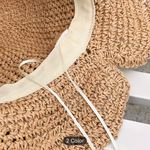 Women's Sun Hat With Bow, Summer StrawHat, Wide Brim With Elegant Beach Headwear Tan Photo 2