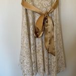 Leslie Fay Ivory Lace Dress‎ Size 6 with Gold Bow Accent Formal Party Bridal Photo 10