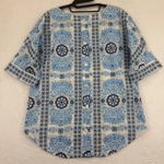 Boho Chic Embroidered Eyelet Tunic Top White Blue Floral Size S Small Blue Photo 7
