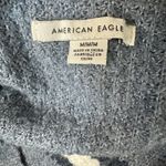 American Eagle  Blue/White Oversized V-Neck Knit Pullover Sweater Women's Medium Photo 3