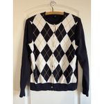 Lands' End  Sweater Womens Medium Argyle Navy White Crew Neck Long Sleeve Academia Photo 8