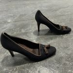 Ralph Lauren Caryl Gray Wool Flannel Pumps with Brown Suede Trim & Tassels Sz 10 Photo 2