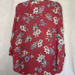 a.n.a  Coral‎ Floral Size PXXL Button Down Shirt Top Long Roll Tab Sleeve Pockets Photo 8
