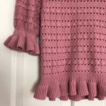 MINKPINK Pointelle Peplum Sweater Pullover Short Sleeve Top Small Women’s Pink Photo 4