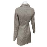 ZARA  Black Tan Houndstooth Ruched Long Sleeve Collar Button Mini Shirt Dress S Photo 1