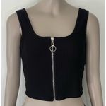 Iris Black Zip Up Crop Top Photo 3