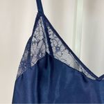 Victoria's Secret Medium Satin Lace V Neck Navy Blue Crop Tank Top Lingerie Photo 2