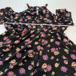 Torrid  Black‎ Colorful Floral Chiffon Cold Shoulder V Neck Flare Dress Size 26 Photo 5