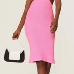 Victor Glemaud Crochet Knit Cutout Halter Dress Pink Size L Y2K Resort Coquette Size L Photo 0