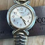 Timex Ladies Watch Vintage Two Tone Stretch Bracelet Stainless Dial Photo 1