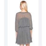 Joie  Women Andora 100% Silk Dress XS Black Geometric Mini Chiffon Sheer‎ Dainty Photo 14