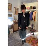 Vintage 1980s Davinci 100% Linen Embellished Short Sleeve Black Jacket Size 14 Photo 1