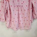 st. john's bay St. John Bay Stripes Embroidered Floral 3/4 Sleeve Blouse Red Pink Size 2X Photo 3