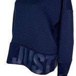Nike Dri Fit M Navy Training Double Knit Ribbed Sweatshirt Just Do It Photo 7